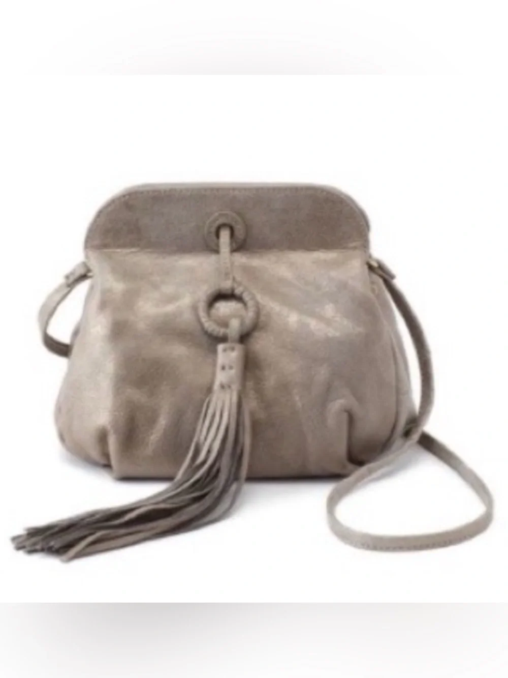 HOBO Birdy Crossbody Purse Tassel (Heavy Metal) 100% Genuine Leather NWOT!